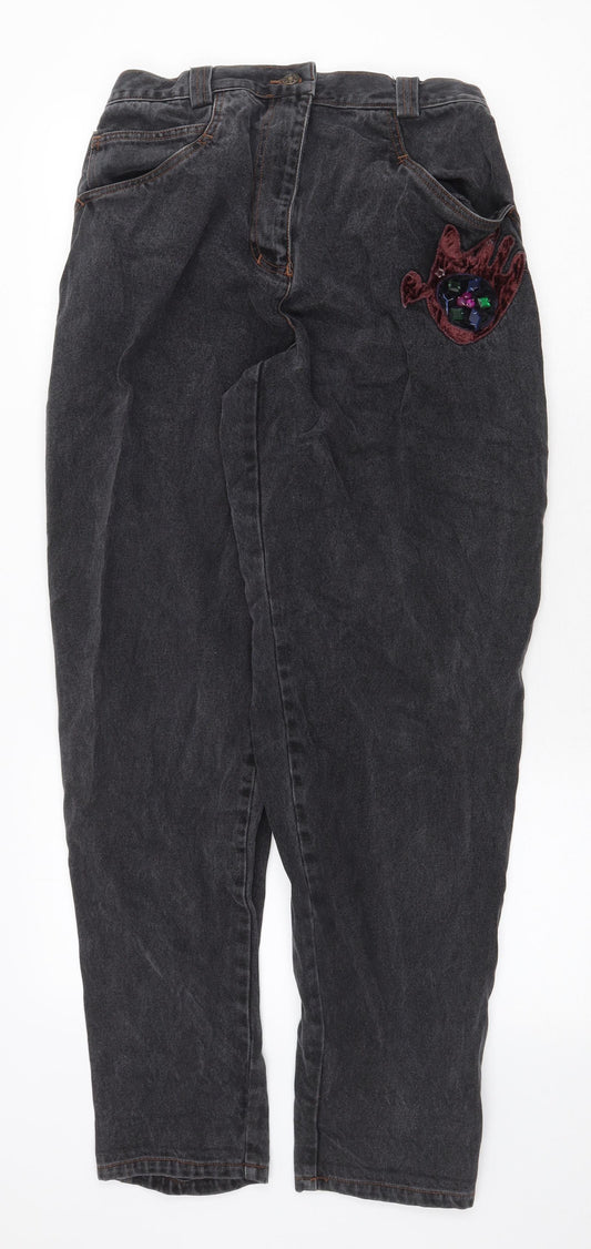 Womens UK Size 10 Preworn Regular Fit Straight Grey Jeans