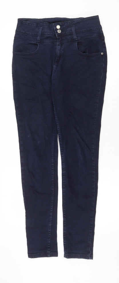 Topshop Womens Blue Cotton Skinny Jeans Size 30 in Regular Zip