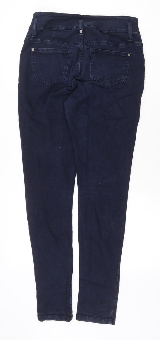 Topshop Womens Blue Cotton Skinny Jeans Size 30 in Regular Zip