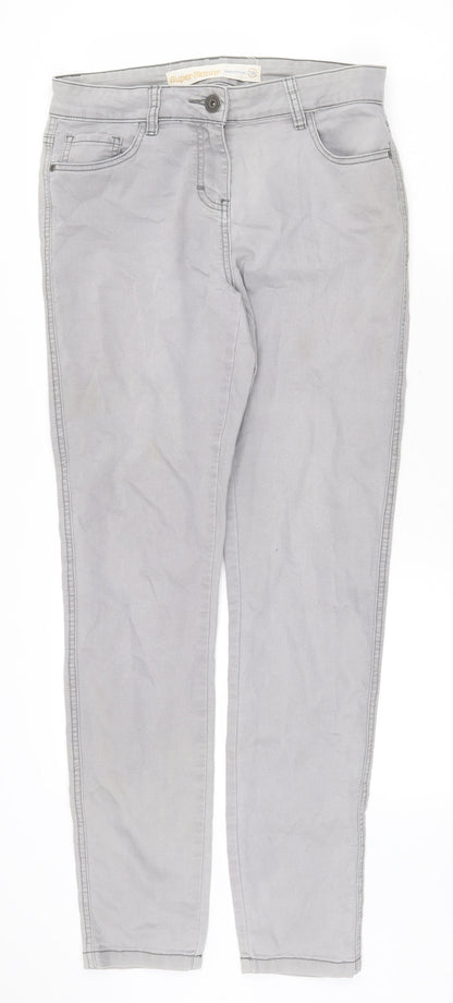 NEXT Womens Grey Cotton Skinny Jeans Size 12 Regular Zip
