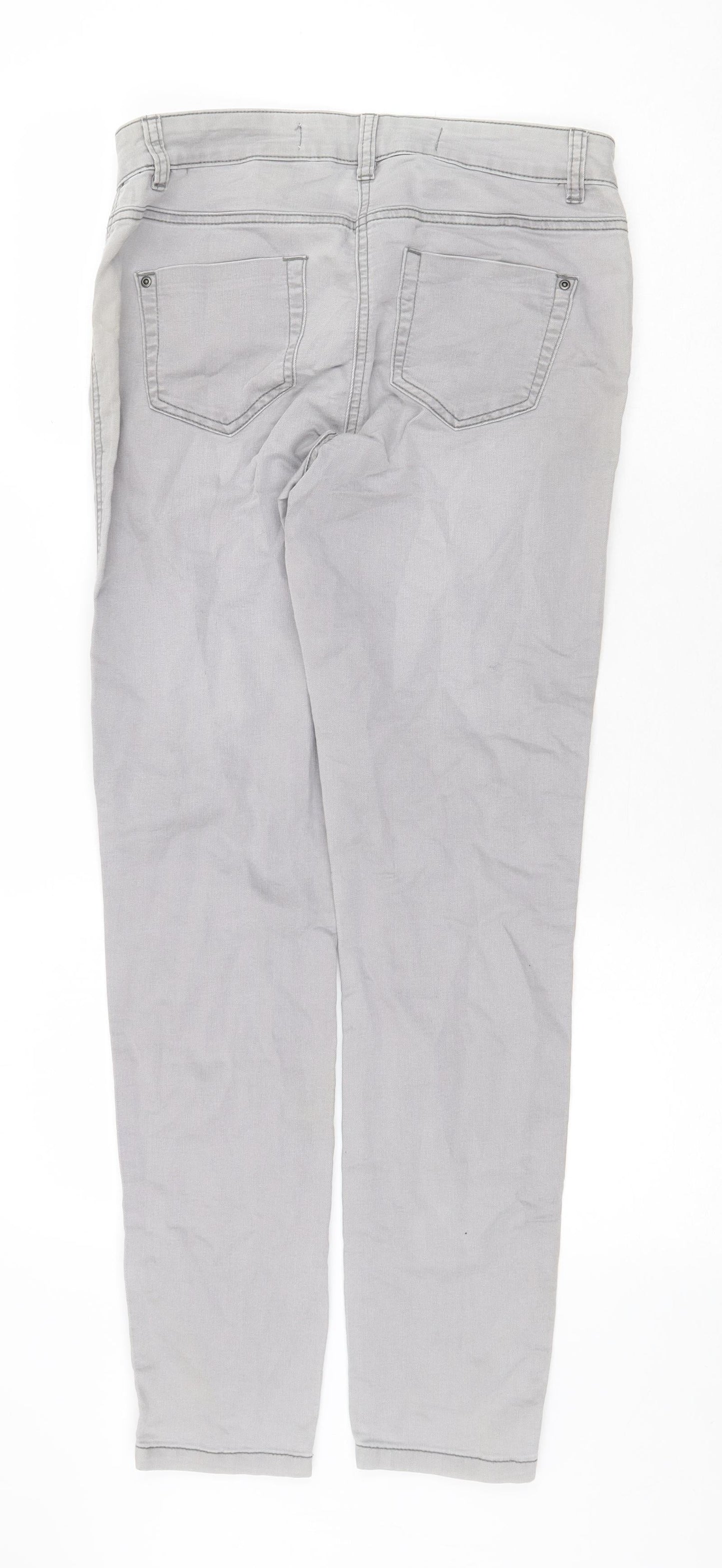 NEXT Womens Grey Cotton Skinny Jeans Size 12 Regular Zip