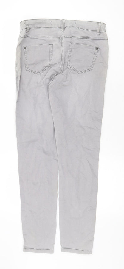 NEXT Womens Grey Cotton Skinny Jeans Size 12 Regular Zip