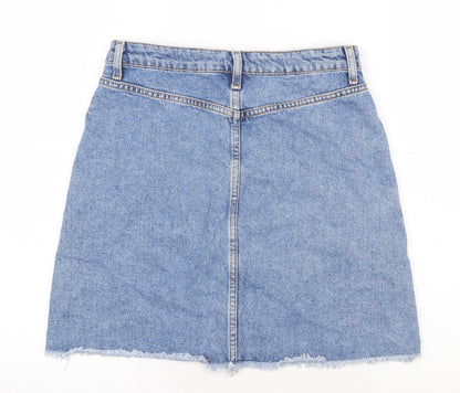 Denim & Co. Womens Blue Cotton Straight & Pencil Skirt Size 10 Zip
