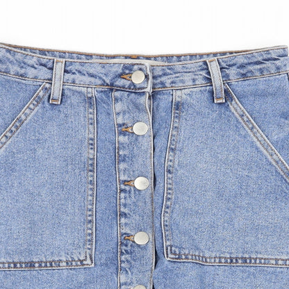 Denim & Co. Womens Blue Cotton Straight & Pencil Skirt Size 10 Zip