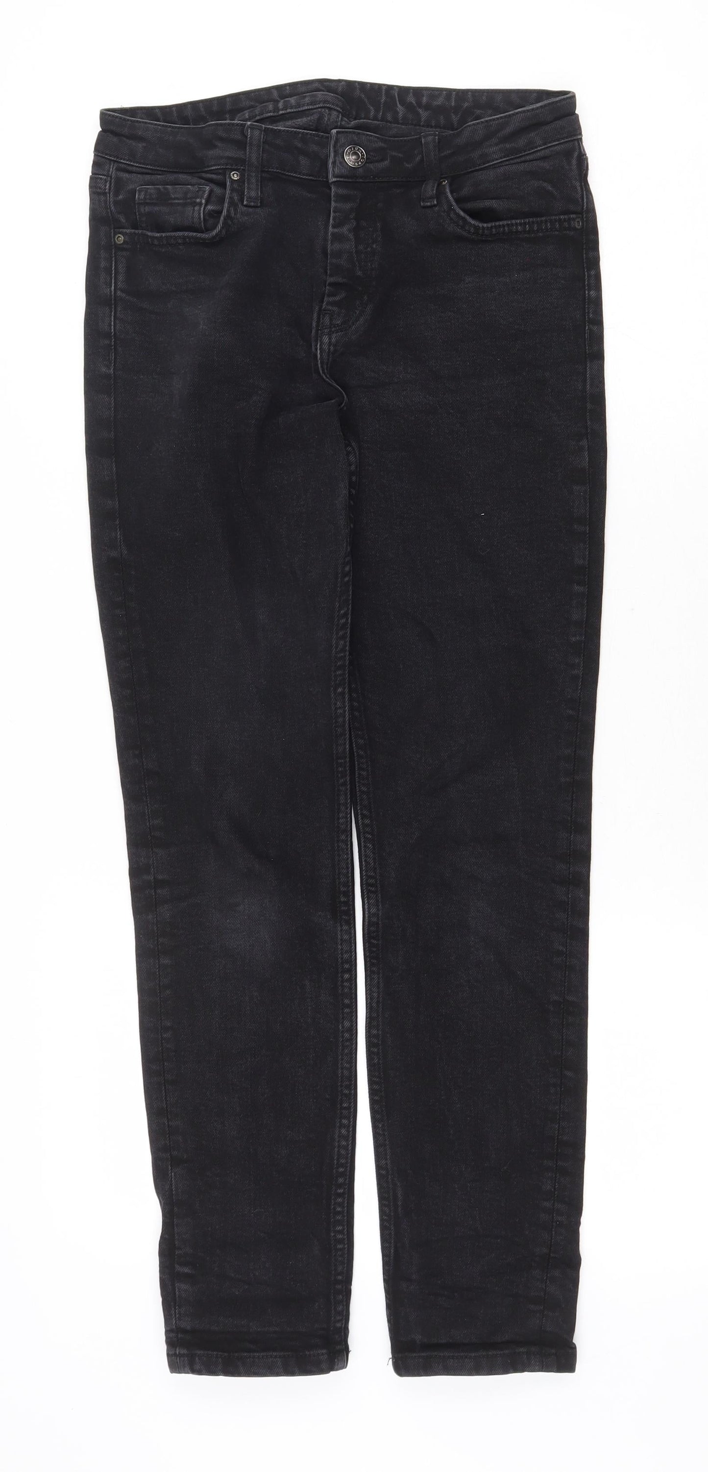 Topshop Womens Black Cotton Skinny Jeans Size 28 in Regular Zip