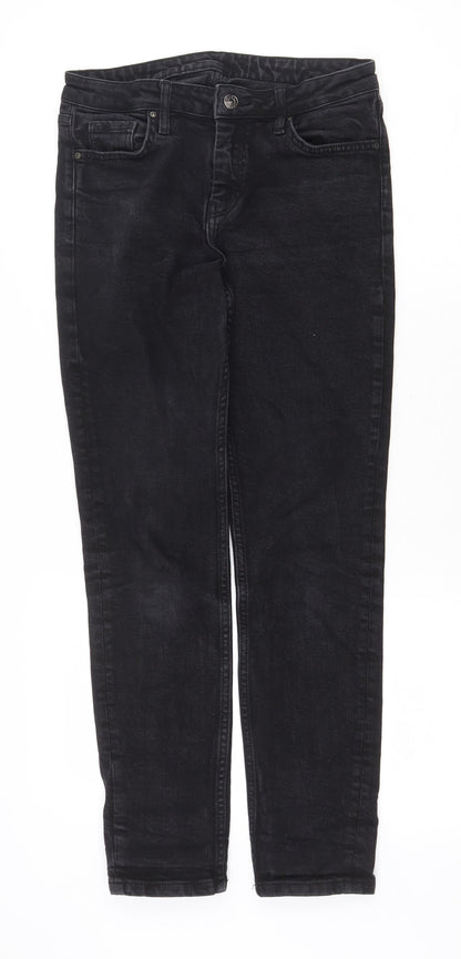 Topshop Womens Black Cotton Skinny Jeans Size 28 in Regular Zip