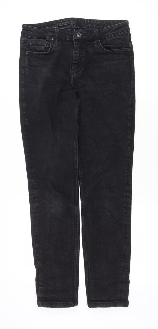 Topshop Womens Black Cotton Skinny Jeans Size 28 in Regular Zip