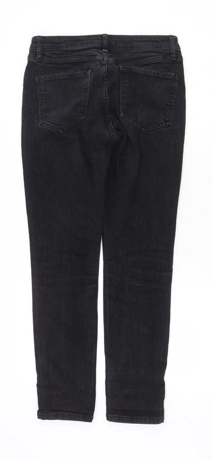 Topshop Womens Black Cotton Skinny Jeans Size 28 in Regular Zip