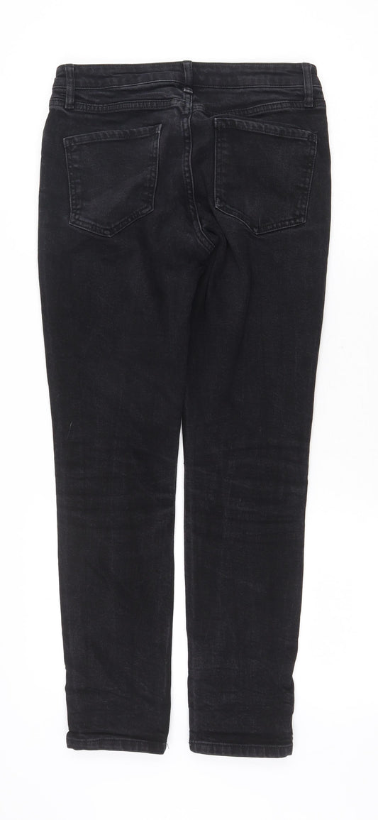 Topshop Womens Black Cotton Skinny Jeans Size 28 in Regular Zip