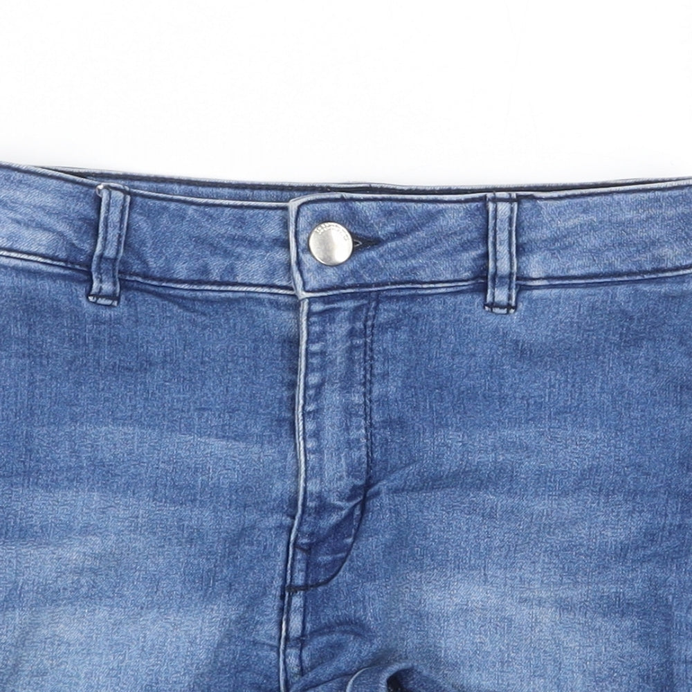 H&M Womens Blue Cotton Hot Pants Shorts Size 6 Regular Zip