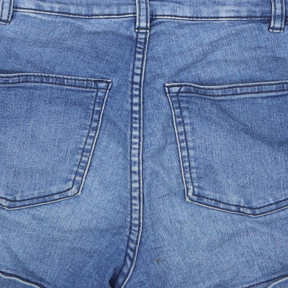 H&M Womens Blue Cotton Hot Pants Shorts Size 6 Regular Zip