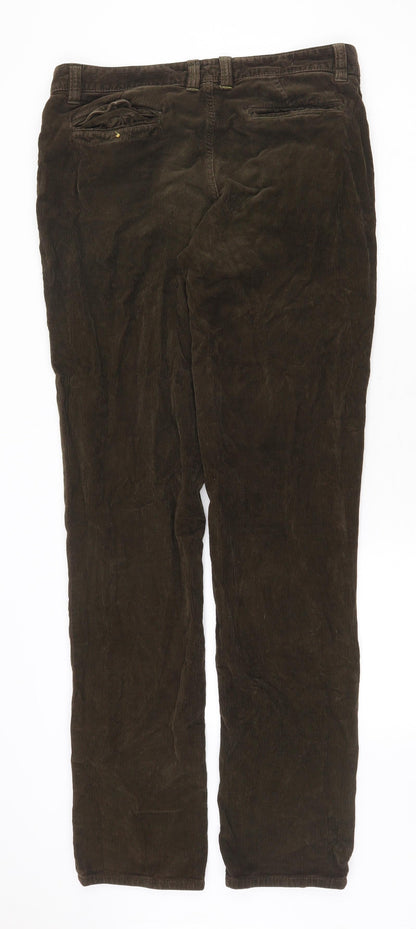 Deserious Womens Green Cotton Trousers Size 34 in Regular Zip
