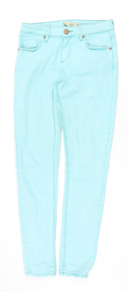 Topshop Womens Green Cotton Skinny Jeans Size 28 in Regular Zip