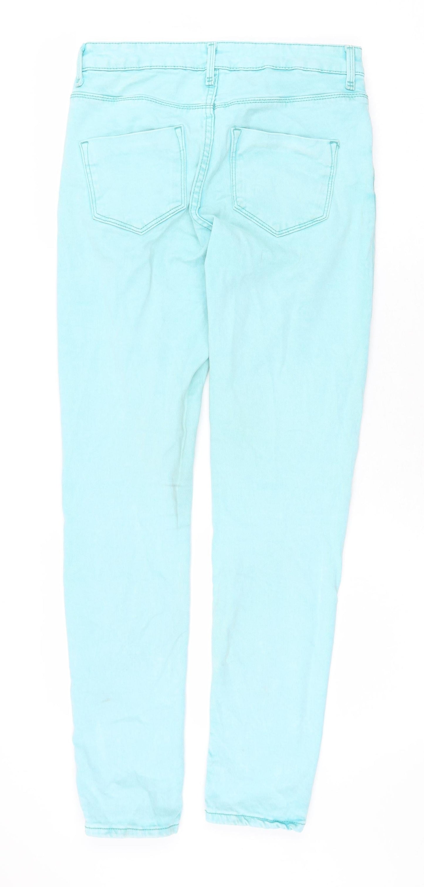 Topshop Womens Green Cotton Skinny Jeans Size 28 in Regular Zip