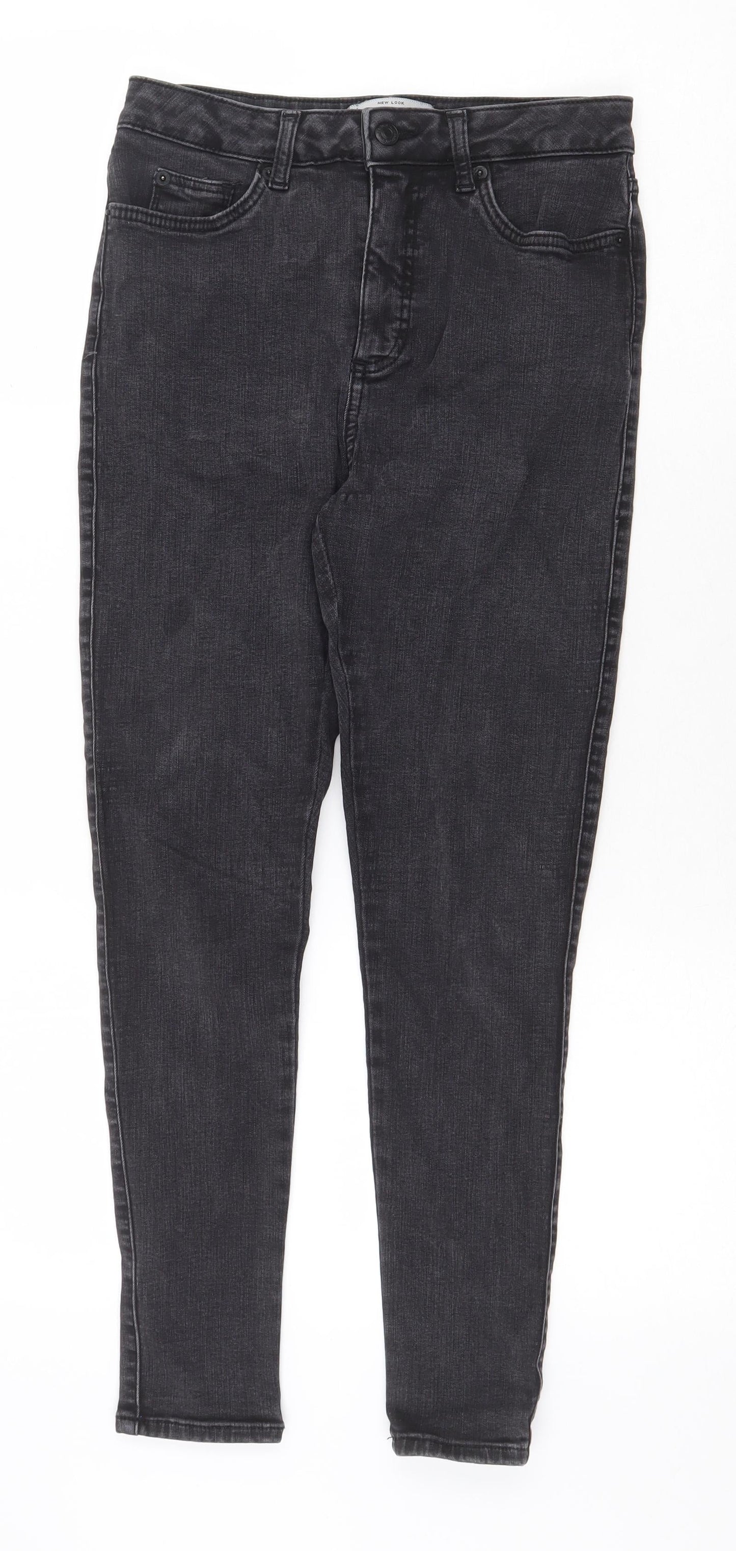 New Look Womens Grey Cotton Skinny Jeans Size 10 Regular Zip