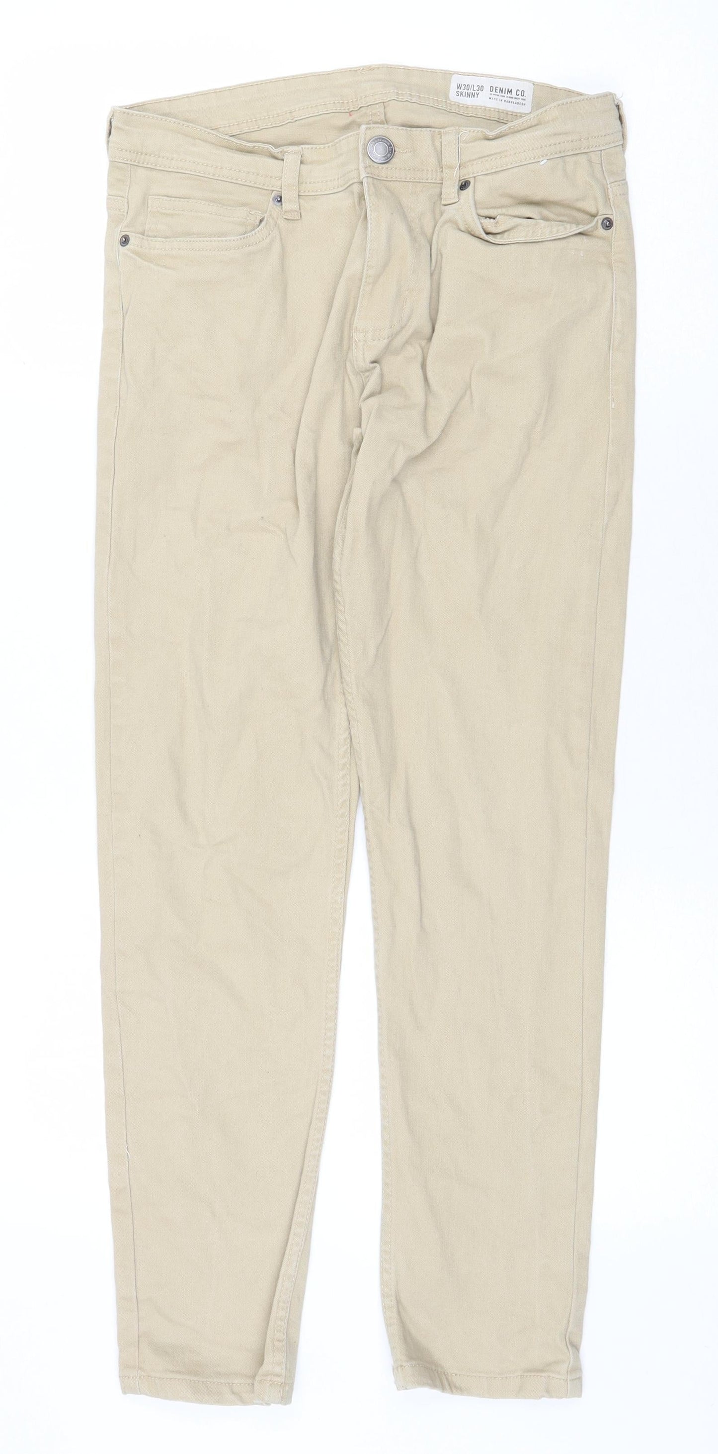 Denim & Co. Mens Beige Cotton Skinny Jeans Size 30 in Regular Zip