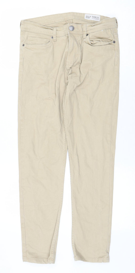 Denim & Co. Mens Beige Cotton Skinny Jeans Size 30 in Regular Zip