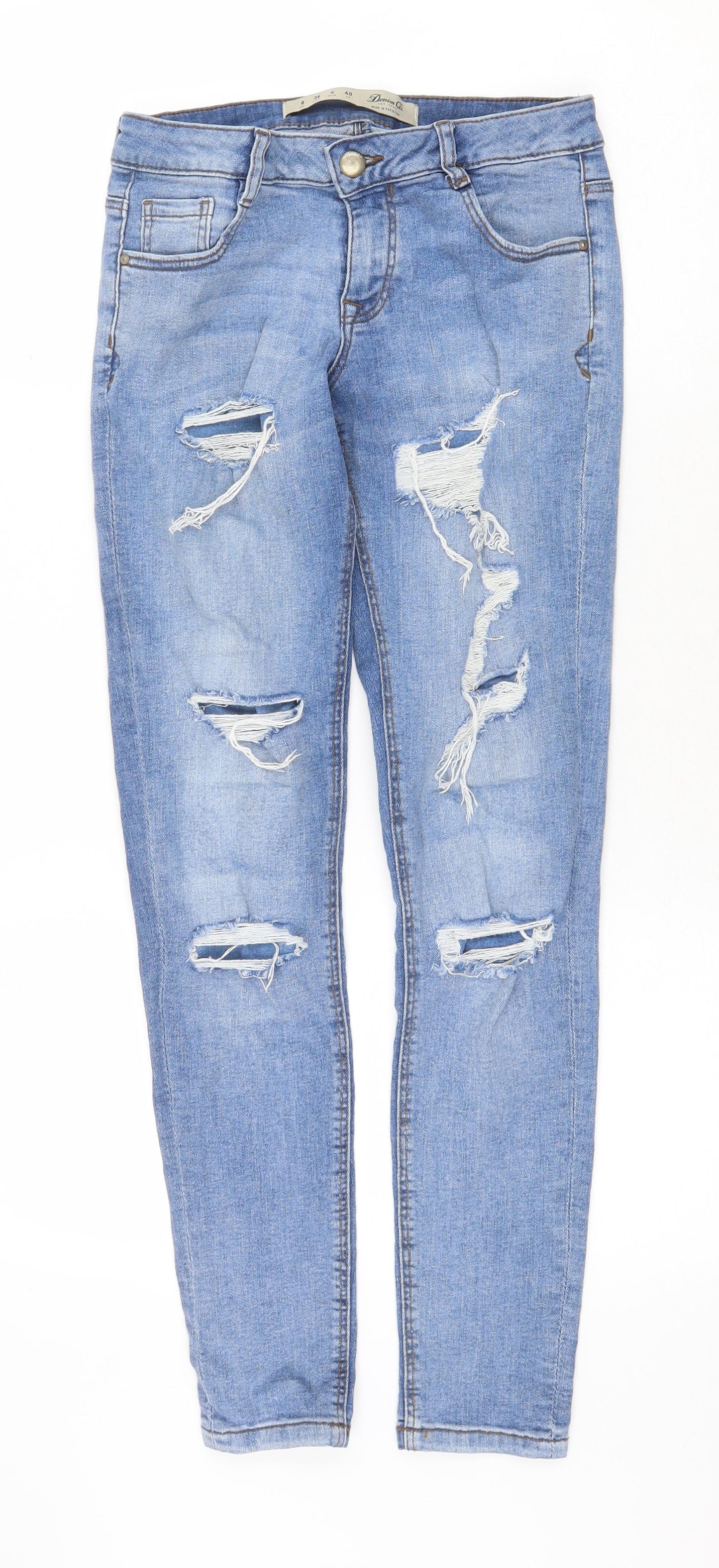 Denim & Co. Womens Blue Cotton Skinny Jeans Size 8 Regular Zip