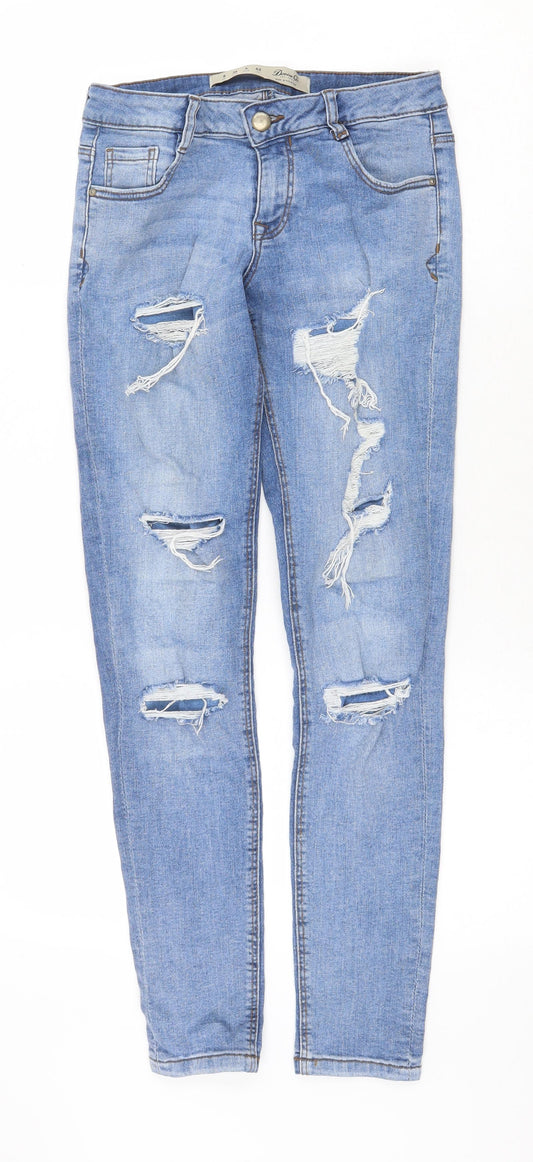 Denim & Co. Womens Blue Cotton Skinny Jeans Size 8 Regular Zip