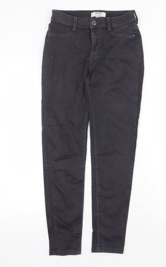 Dorothy Perkins Womens Grey Cotton Skinny Jeans Size 8 Regular Zip