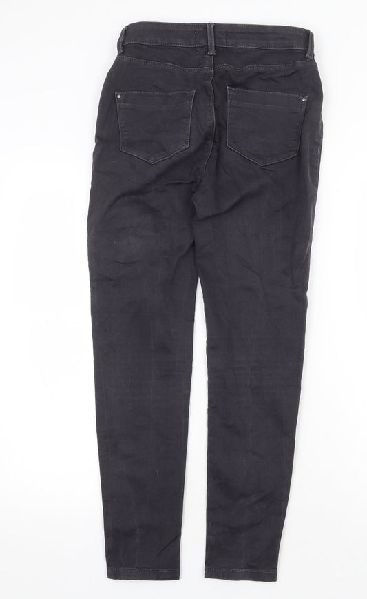 Dorothy Perkins Womens Grey Cotton Skinny Jeans Size 8 Regular Zip