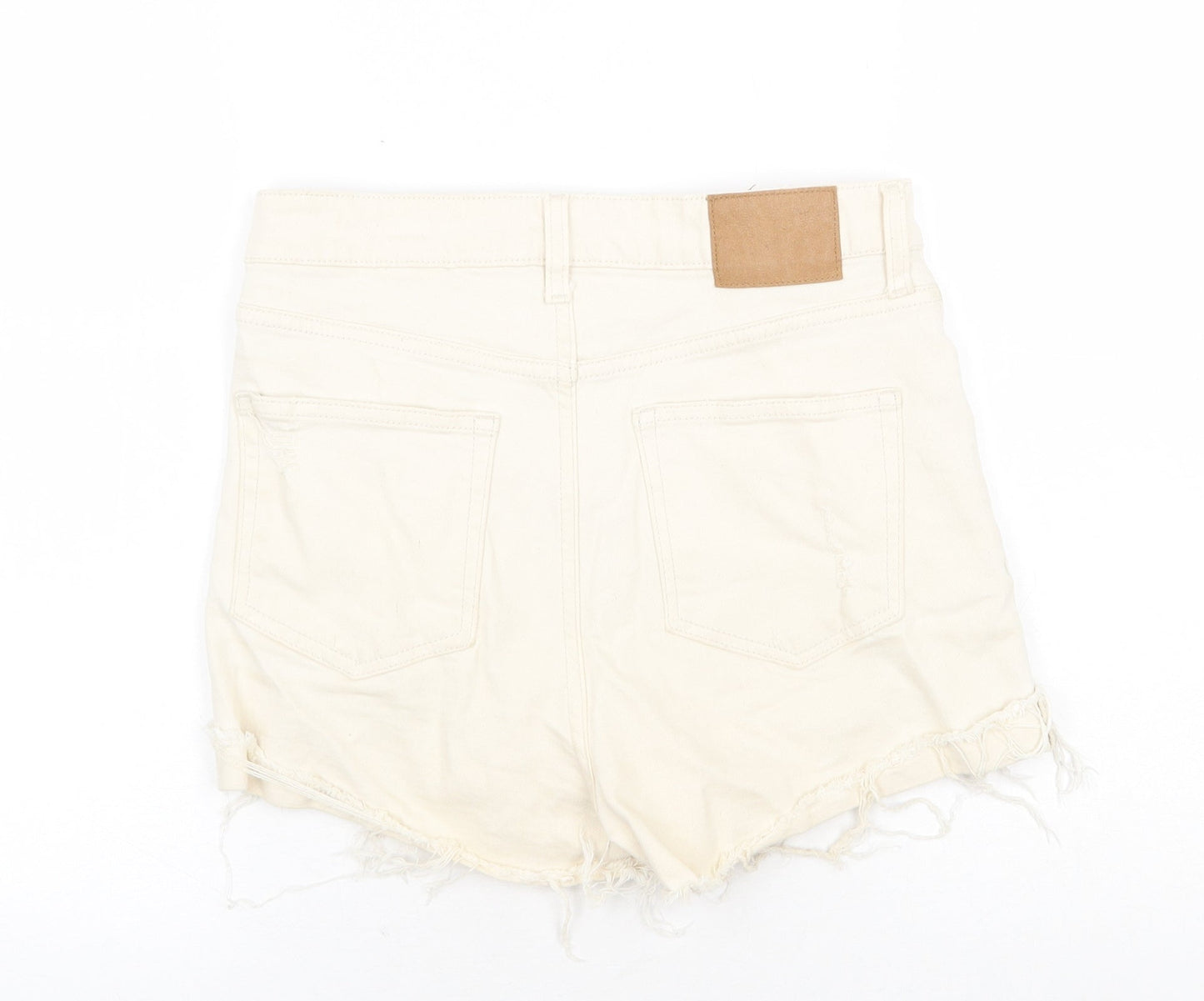 H&M Womens Beige Cotton Cut-Off Shorts Size 10 Regular Zip