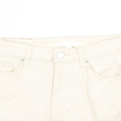 H&M Womens Beige Cotton Cut-Off Shorts Size 10 Regular Zip