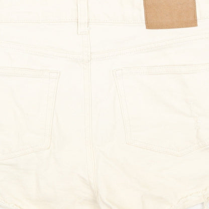 H&M Womens Beige Cotton Cut-Off Shorts Size 10 Regular Zip