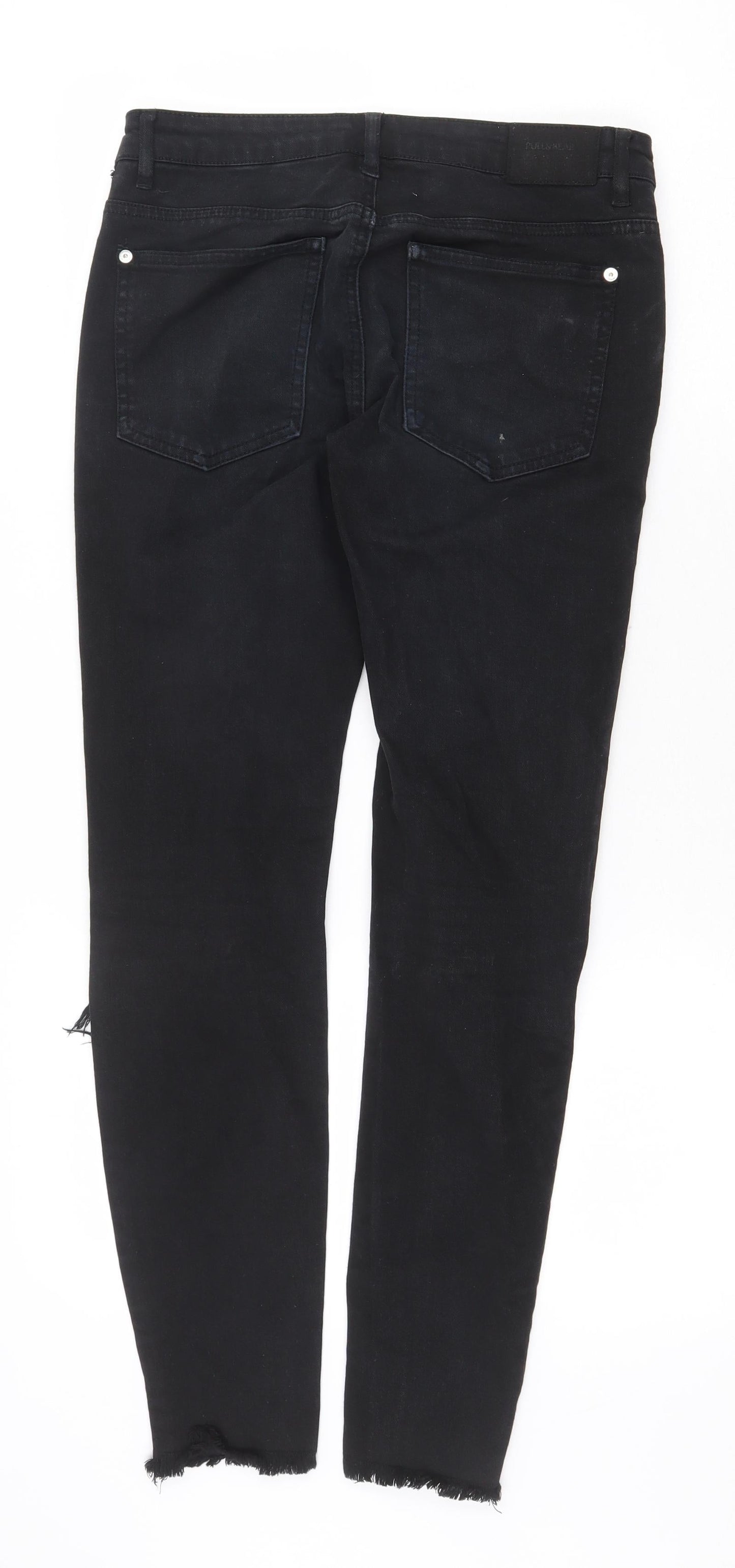 Pull&Bear Womens Black Cotton Skinny Jeans Size 8 Regular Zip