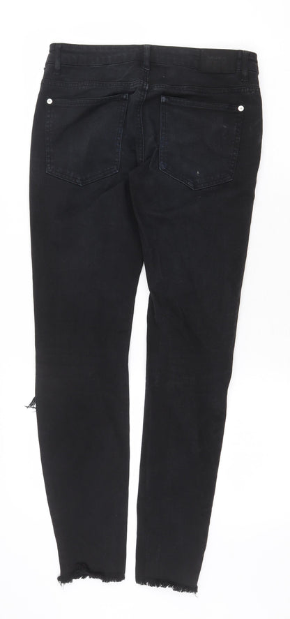 Pull&Bear Womens Black Cotton Skinny Jeans Size 8 Regular Zip
