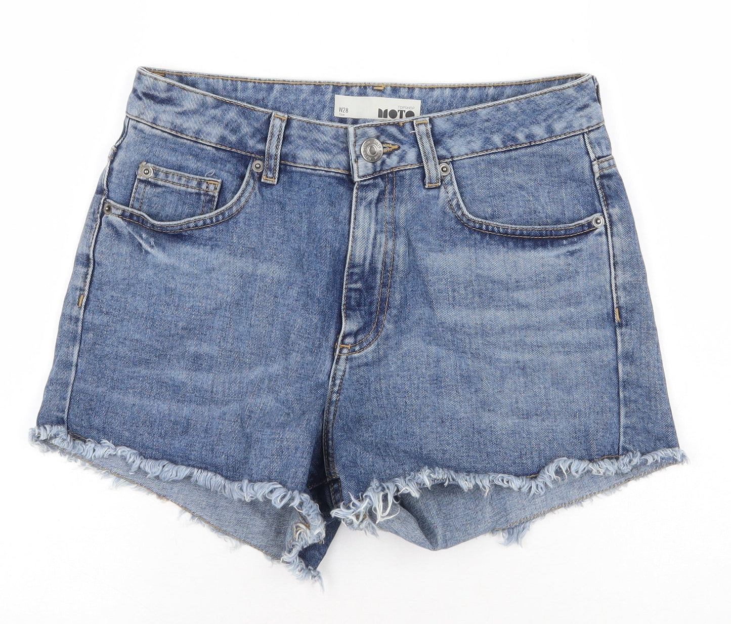 Topshop Womens Blue Cotton Cut-Off Shorts Size 28 in Regular Zip