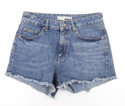 Topshop Womens Blue Cotton Cut-Off Shorts Size 28 in Regular Zip