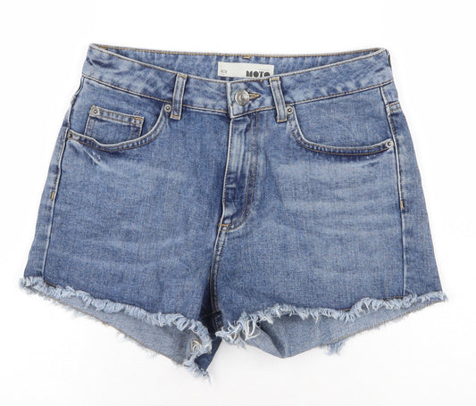 Topshop Womens Blue Cotton Cut-Off Shorts Size 28 in Regular Zip