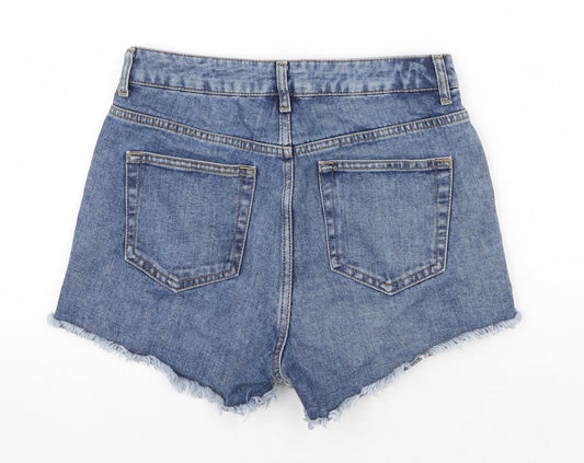 Topshop Womens Blue Cotton Cut-Off Shorts Size 28 in Regular Zip
