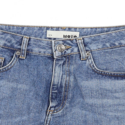Topshop Womens Blue Cotton Cut-Off Shorts Size 28 in Regular Zip