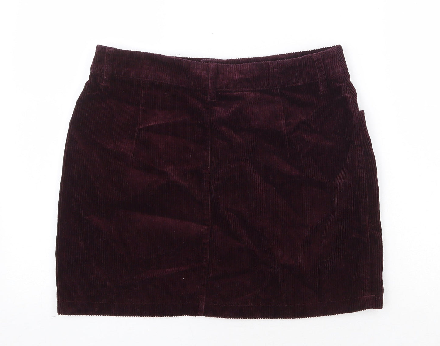 FOREVER 21 Womens Purple Cotton Straight & Pencil Skirt Size L Zip