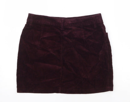 FOREVER 21 Womens Purple Cotton Straight & Pencil Skirt Size L Zip