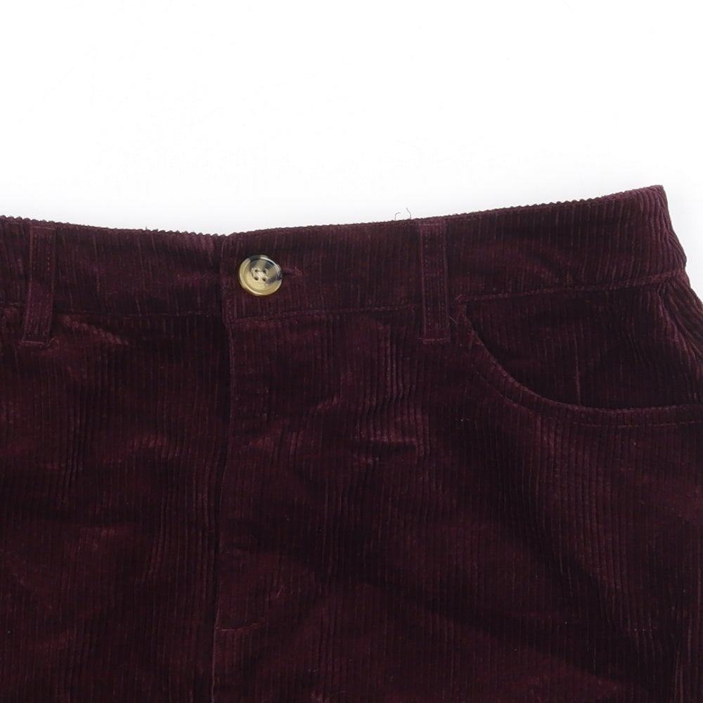 FOREVER 21 Womens Purple Cotton Straight & Pencil Skirt Size L Zip