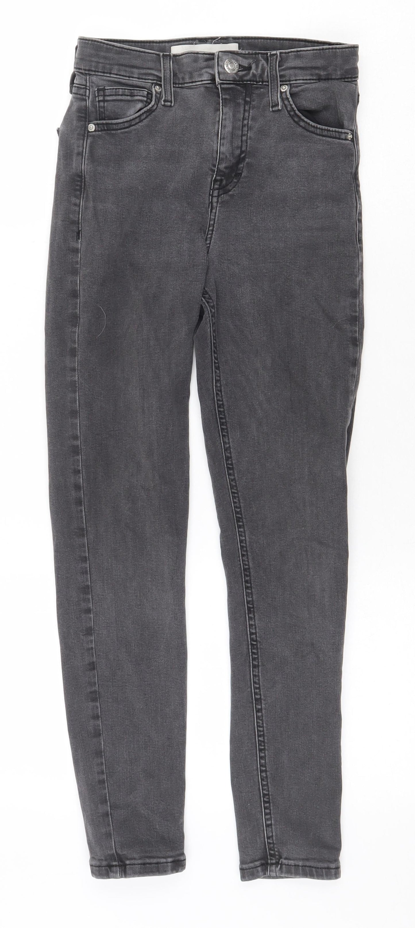 Topshop Womens Grey Cotton Skinny Jeans Size 26 in Regular Zip