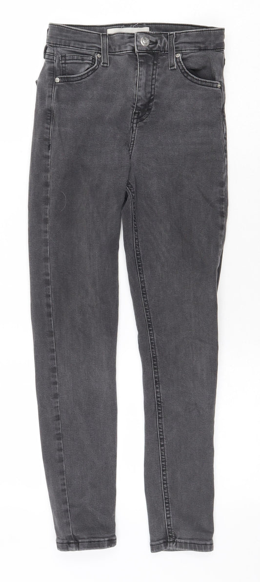 Topshop Womens Grey Cotton Skinny Jeans Size 26 in Regular Zip