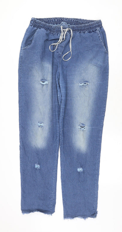 Womens UK Size 3XL Preworn Regular Fit Straight Blue Jeans