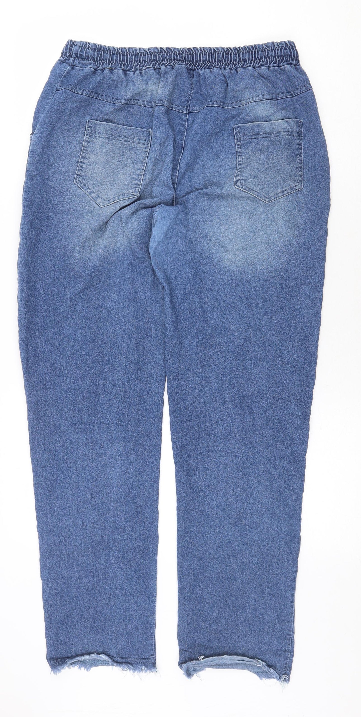 Womens UK Size 3XL Preworn Regular Fit Straight Blue Jeans