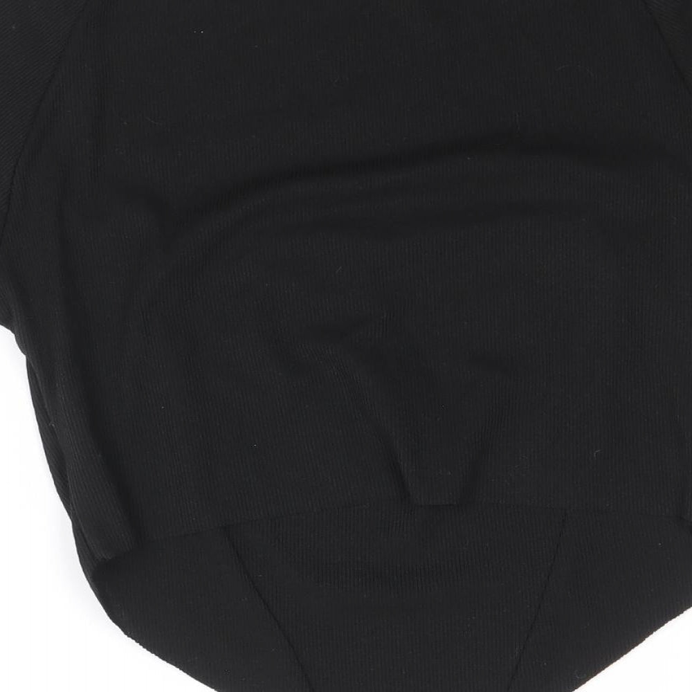 SheIn Womens Black Polyester Cropped T-Shirt Size L Square Neck - Asymmetric hem