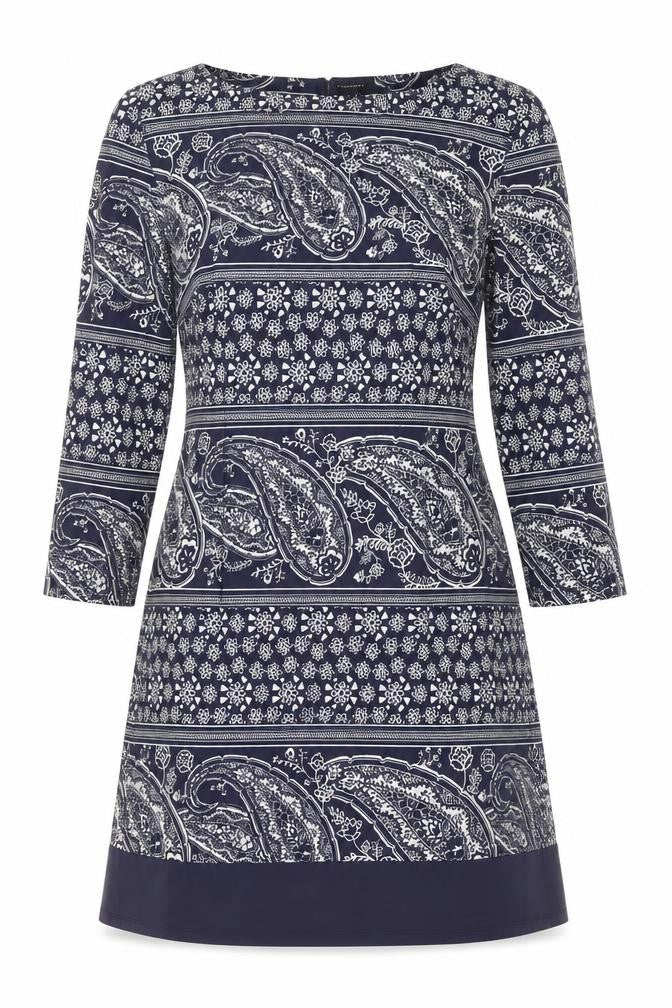 Atmosphere Womens Blue Paisley Viscose A-Line Size 14 Boat Neck Pullover