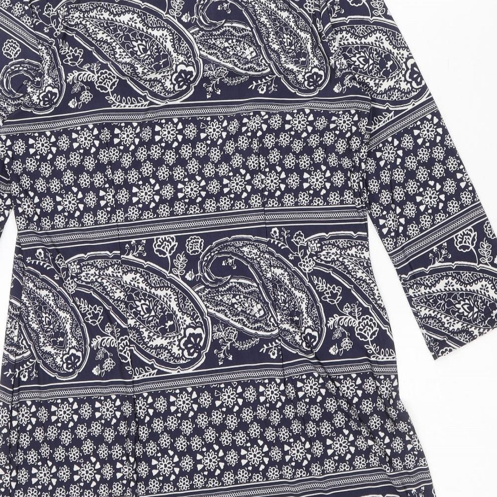 Atmosphere Womens Blue Paisley Viscose A-Line Size 14 Boat Neck Pullover
