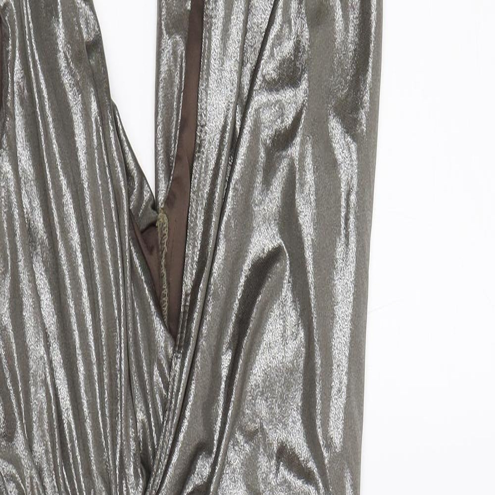 Miss Selfridge Womens Silver Polyester Shift Size 6 V-Neck Pullover