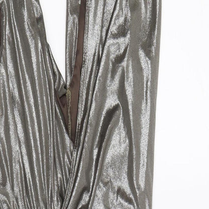 Miss Selfridge Womens Silver Polyester Shift Size 6 V-Neck Pullover