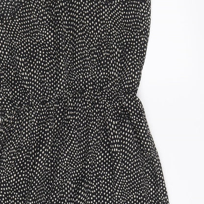 FOREVER 21 Womens Black Polka Dot Polyester A-Line Size S Round Neck Pullover