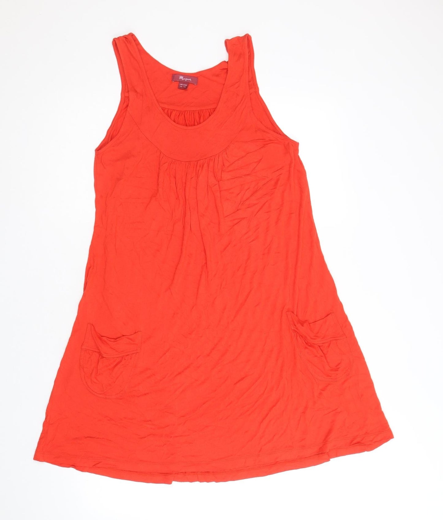 Monsoon Womens Red Viscose A-Line Size 12 Round Neck Pullover