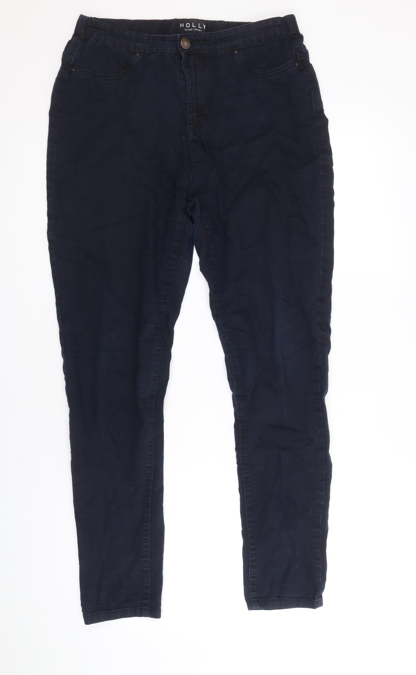 Peacocks Womens Blue Polyester Skinny Jeans Size 12 Regular Zip